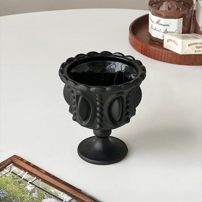 맙소샵 볼드 컬러 홈카페 디저트 유리컵 250ml SH341, 블랙, 2개