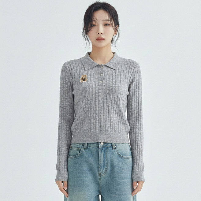 MEICHEL 女款 Owen 麻花Polo領針織T恤 12312