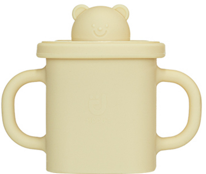 모두아이 실리콘 곰돌이 사각 스파우트컵, 버터, 1개, 350ml