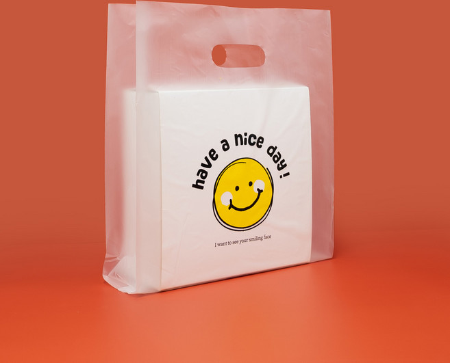 제이팩토리 도시락 포장 스마일 비닐쇼핑백 중, 100개, 1개입