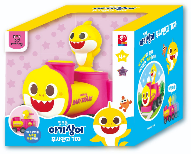 핑크퐁 아기상어 푸시앤고 기차 완구, 혼합색상, 1개