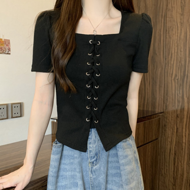 루나걸 여성용 케라니나 스퀘어넥 빅사이즈 반팔 니트 L26SMKN030635