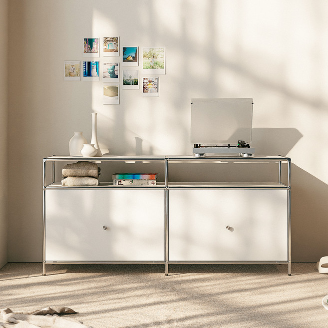 그린우드 엘레나 미드센츄리 높은 모듈 1단 서랍 거실장 1200 방문설치, 화이트