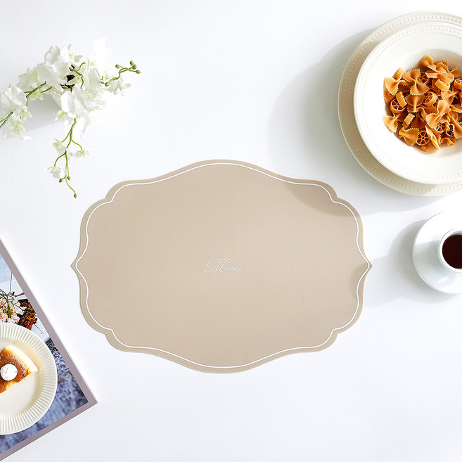 모던하우스 스칼럽 실리콘 식탁매트, 베이지, 1개, 44 x 31 cm