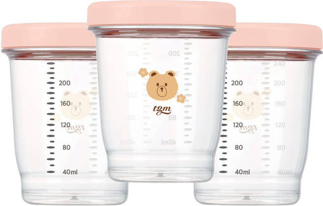 티지엠 에코젠 이유식 보관 용기, 240ml, 코랄핑크, 1세트