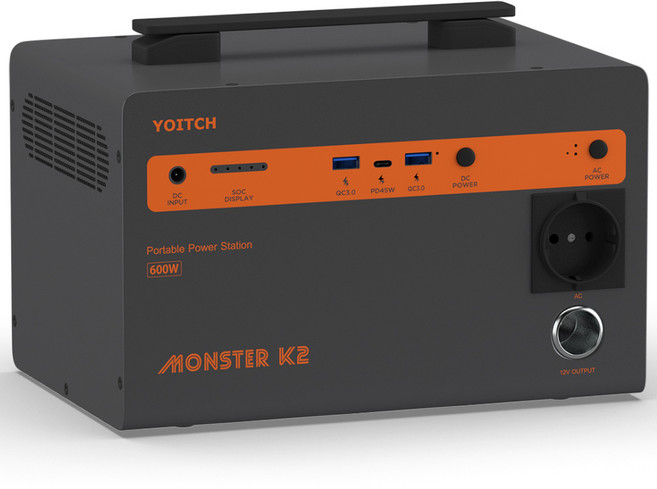 요이치 몬스터 K2 캠핑용 대용량 인산철 배터리 600W 216000mAh 멀티단자, TY1200800K1mm, 블랙