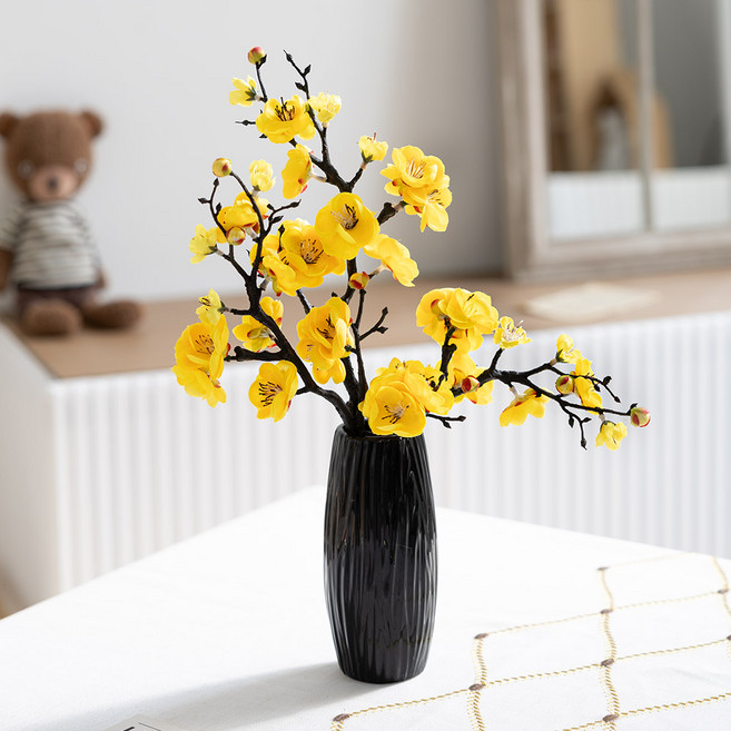 플라워트리 조화 봄날 수려 매화 + 화병 29 x 42 cm 세트, 옐로우, 1개