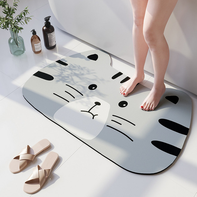 XTER 多用途廚房浴室吸水性珪藻土地墊 可愛B 2入, 混色