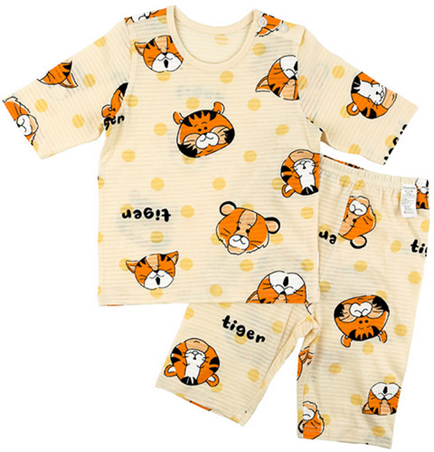 Maykids 兒童老虎印花圓點7分袖家居服套裝