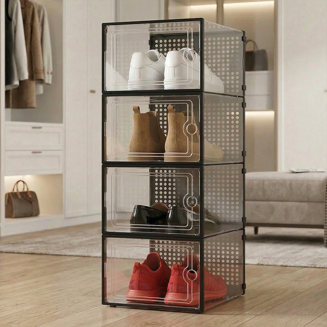 MAME 透明收納組裝式通風型堅固鞋子整理盒 大型