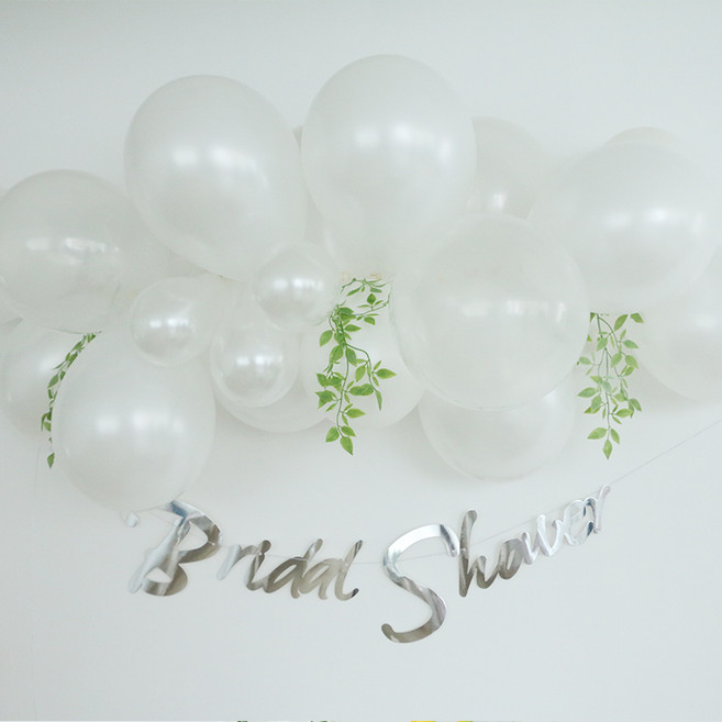 브라이덜샤워 클라우드 풍선가랜드 세트 25p, 실버(보테니컬화이트), 1세트