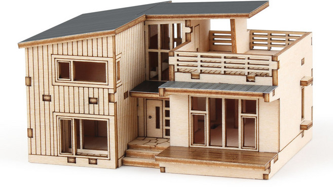 영공방 미니 모던하우스 입체퍼즐, 4피스, YM573, 1세트