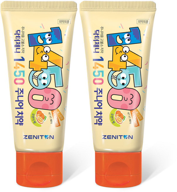 제니튼 닥터제니 1450 고불소 주니어치약 오렌지향, 60g, 2개