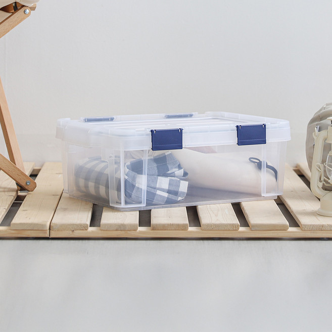 아이리스 밀폐 리빙박스 MBR 시리즈 12L, 투명+네이비, 1개