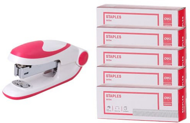 델리 칼라 둥근 33호침 사용 스테이플러 0319 + 전용 33호침 39704 5p 세트, 랜덤발송(스테이플러), 1세트