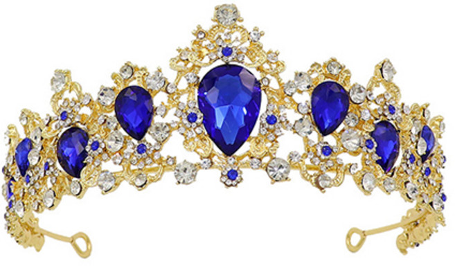 에스텔라 셀프웨딩 H195 집소필라 크리스탈 티아라 EST153, 1개, 골드블루