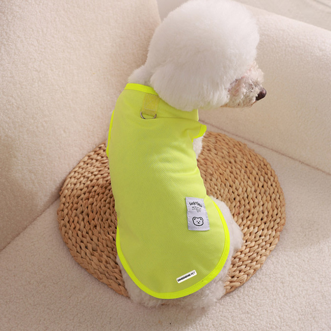 딩동펫 반려동물 썸머쿨 나시 티셔츠, 옐로우, 1개