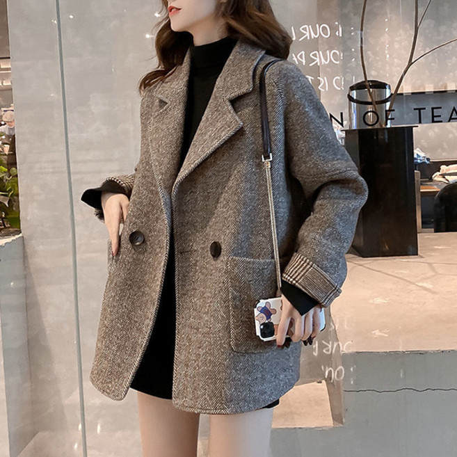 LUNA GIRL 女款Fayson毛呢半長版夾克