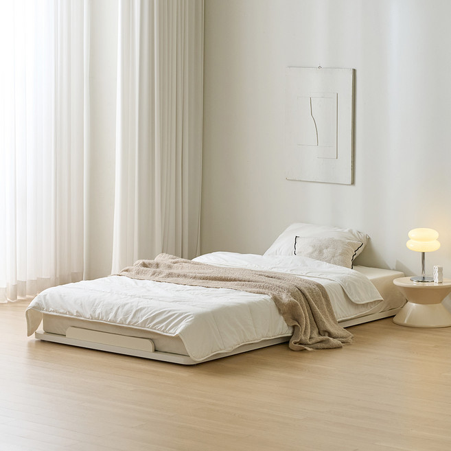 우아미 코엔 저상형 침대 프레임 단품 방문설치, 아이보리