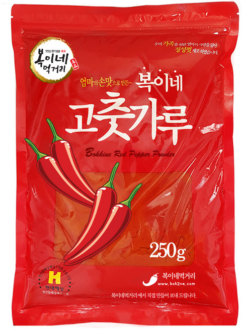 복이네먹거리 중국산 고운 고춧가루 보통맛 떡볶이 소스용 일반, 250g, 1개