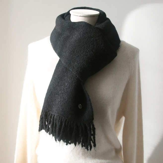 바비수 남성용 포니드 자개 장식 울 니트 수술 머플러