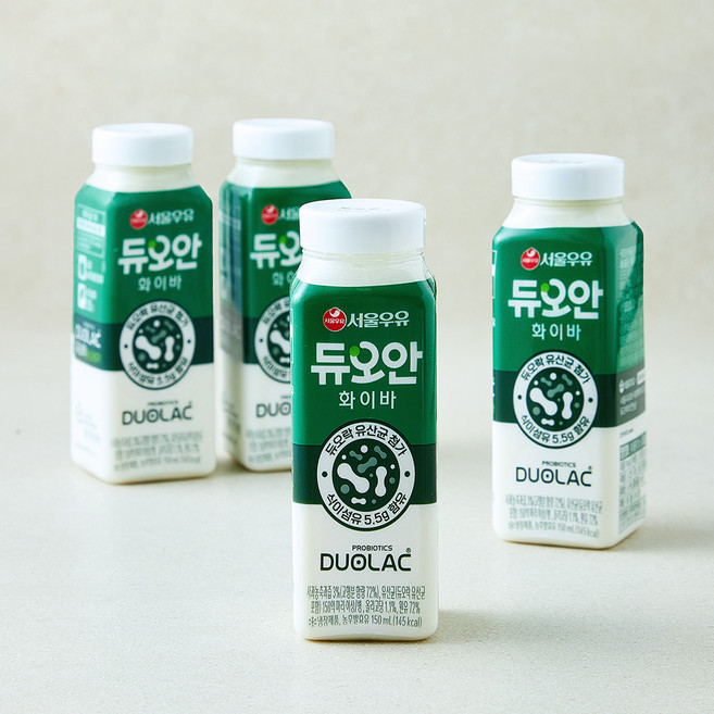 서울우유 듀오안 화이바, 4개, 1개입, 150ml