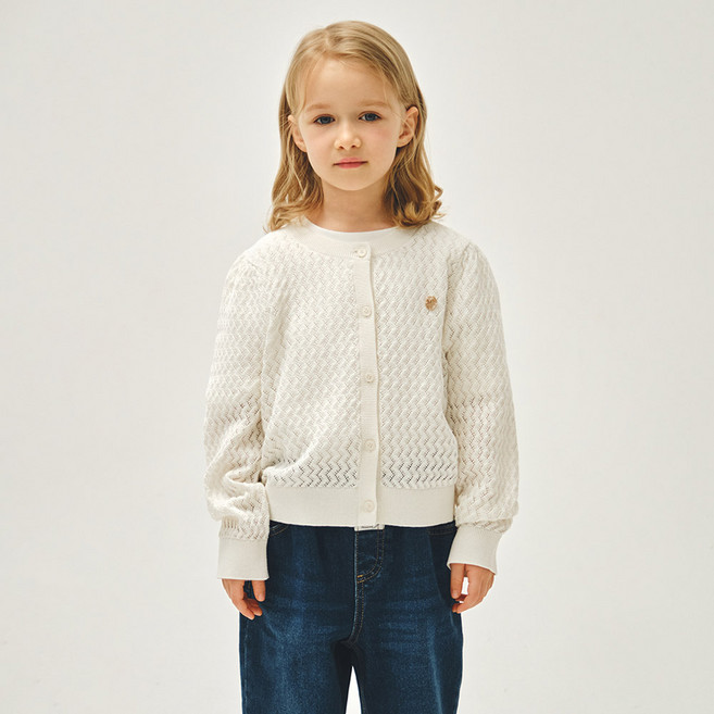 MaritheFrancoisGirbaud 兒童鏤空針織棉質開襟衫
