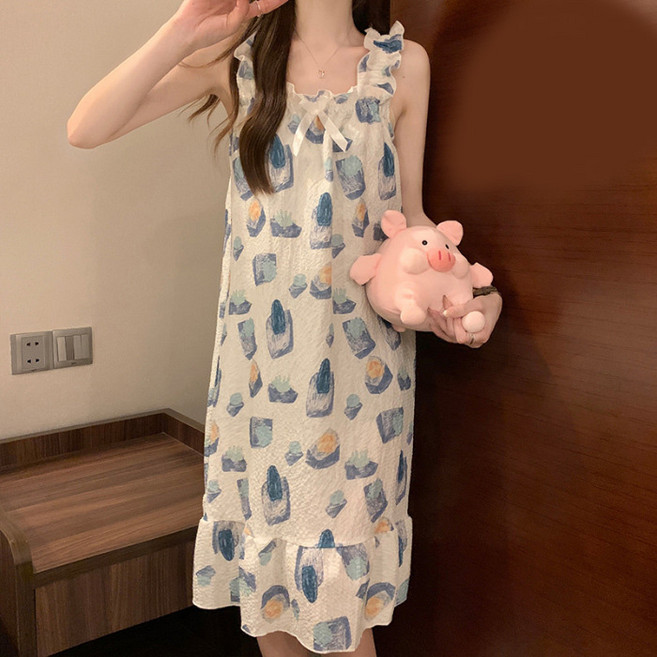 피어니스트 여성용 쁘띠 원피스 홈웨어