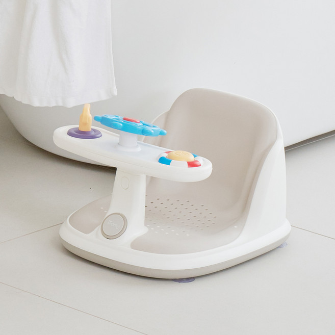아이팜 아기 목욕의자 + 놀이 플레이트 세트, 화이트 + 베이지, 1세트