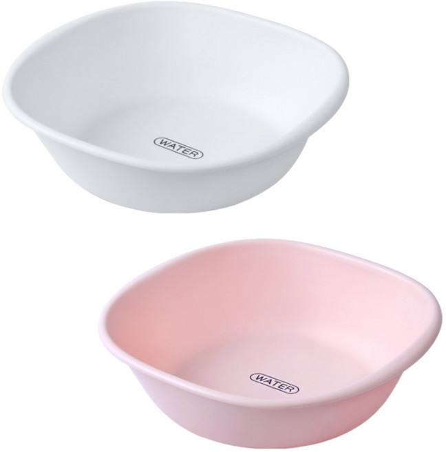 모나코올리브 라파스텔 스퀘어 대야 대형, 화이트 + 핑크, 2개