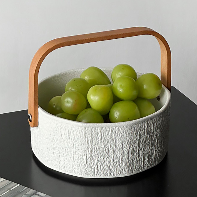 American Road 原木把手盤 高級水果盤 HR2646, 白色, 1個