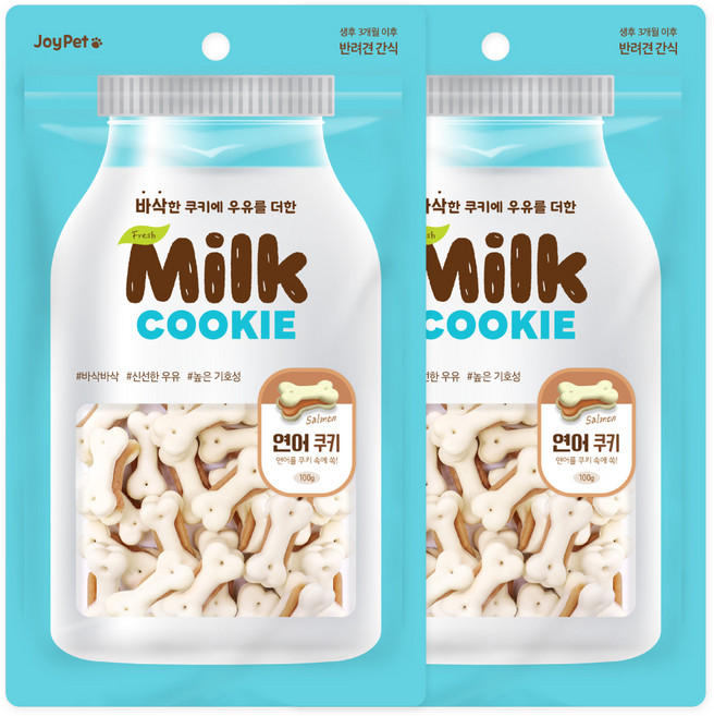 조이펫 강아지 밀크 쿠키 간식, 연어, 100g, 2개