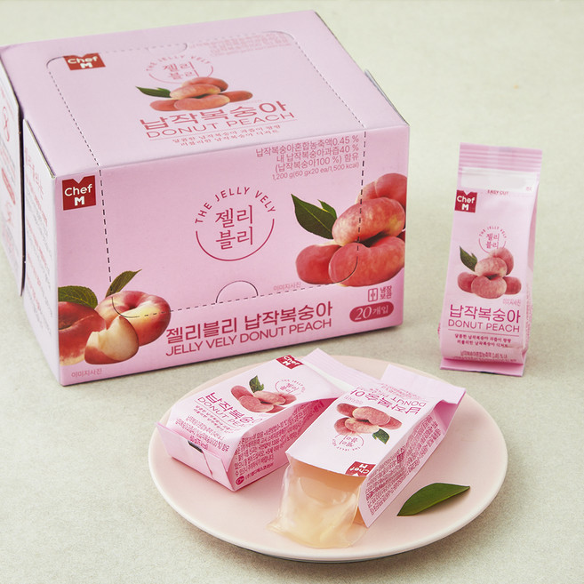 쉐프엠 젤리블리 납작복숭아, 60g, 20개입, 1박스