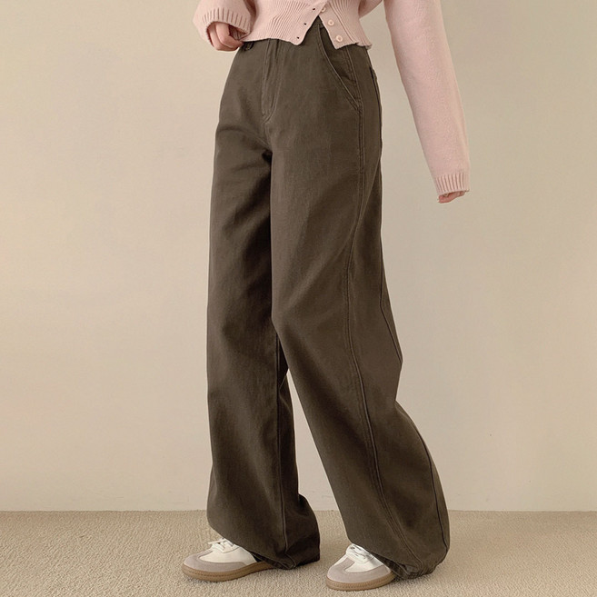 플랜데이 여성용 숏/미디움/롱 기장 테링 세미와이드 탄탄 코튼 팬츠