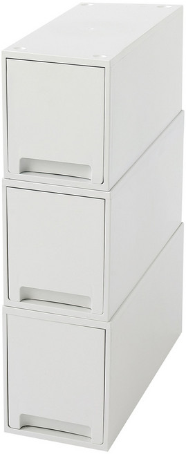 위즈홈 적층형 틈새수납장 슬림 3단, 화이트