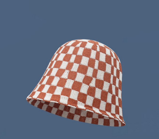 셀레네 체크디자인 니트 벙거지 모자