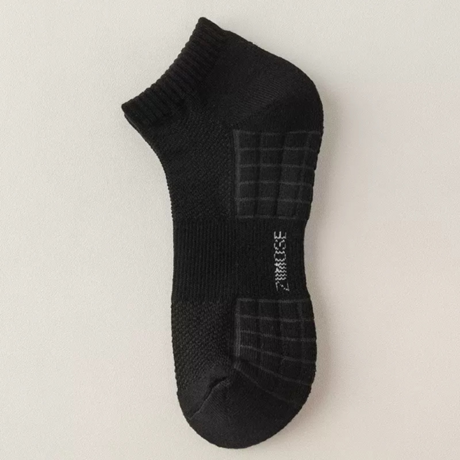 수린 발바닥이 두툼한 쿠션 스포츠 패션 양말, 블랙, 2개