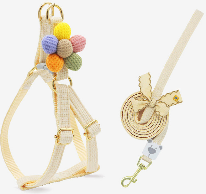 랜보어 반려동물 러블리 포인트 하네스 세트, 아이보리, 1세트