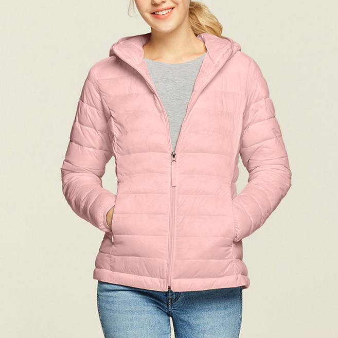 여성용 라이트 경량 패딩 후드 자켓
