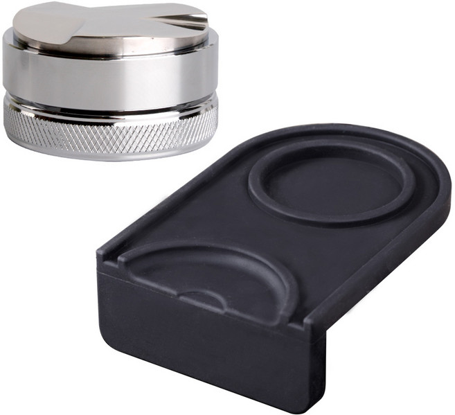 코빙 덴테이션 핸들리스 템퍼 58mm + 코너템핑매트 세트, 실버(템퍼), 1세트