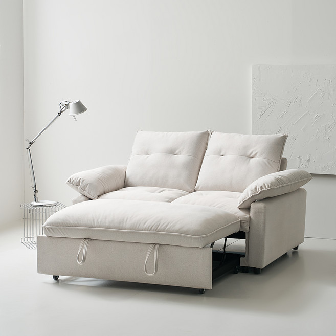 웰퍼니쳐 하운 코모도 패브릭 확장형 소파베드 + 쿠션1p 세트 방문설치, 아이보리