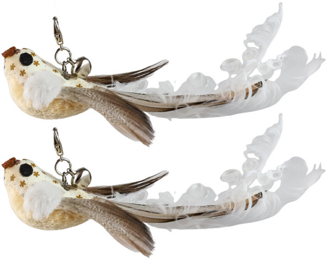 고양이 짹 스패로우 깃털 리필 장난감, 아우 참새, 2개