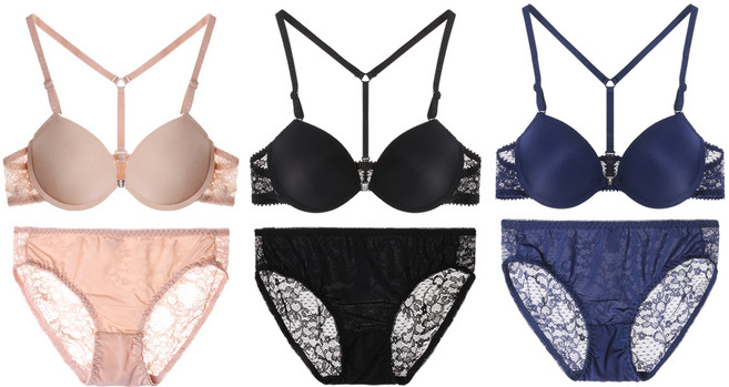 시크릿 비즈 앞후크 레이스 브라 팬티 6종세트 BY