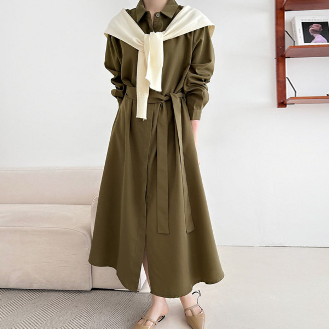 봉봉스토리 어바웃 트렌치 셔츠 임산부 롱원피스