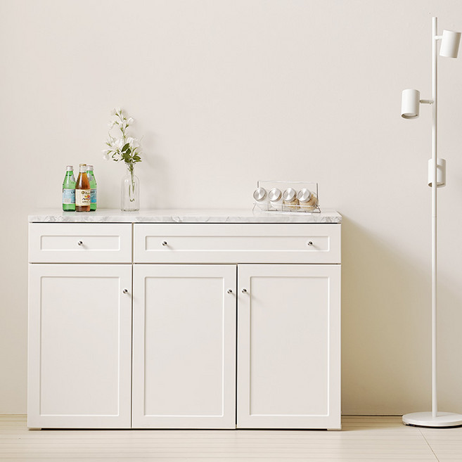 헤이몰리 베이글 1200 다용도 주방 서랍 수납장 방문설치, 대리석패턴