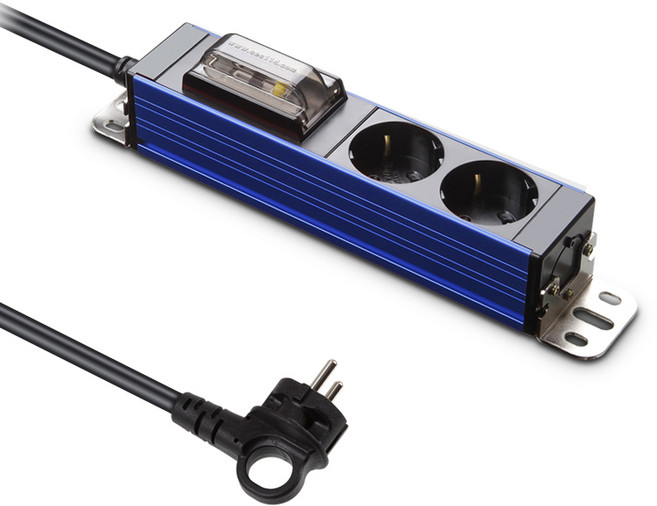 현대일렉트릭 서버탭 알루미늄 고용량 누전차단 멀티탭 2구, 3m, 스페이스 블루, 1개