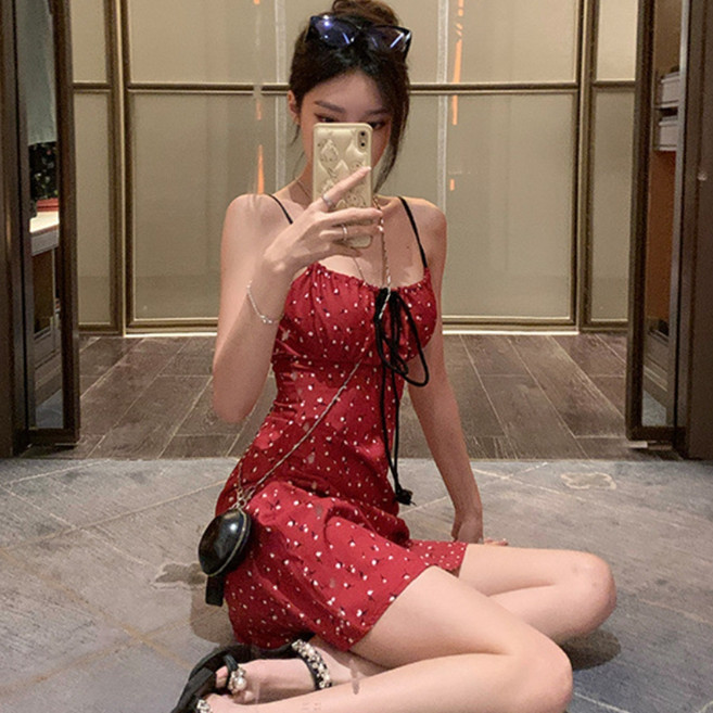 피어니스트 핫걸 가슴셔링 슬림핏 나시 미니 원피스