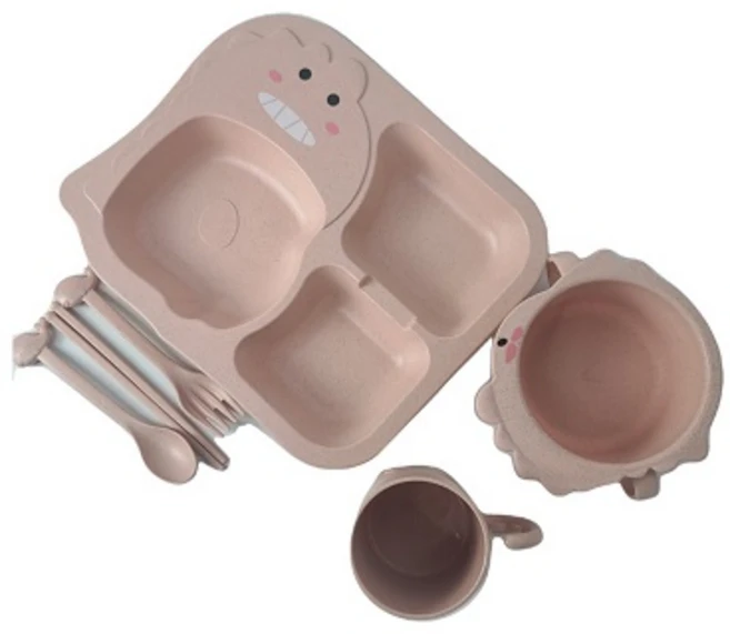 영그린 공룡모양 식판 세트, 핑크, 1세트 - 쿠팡