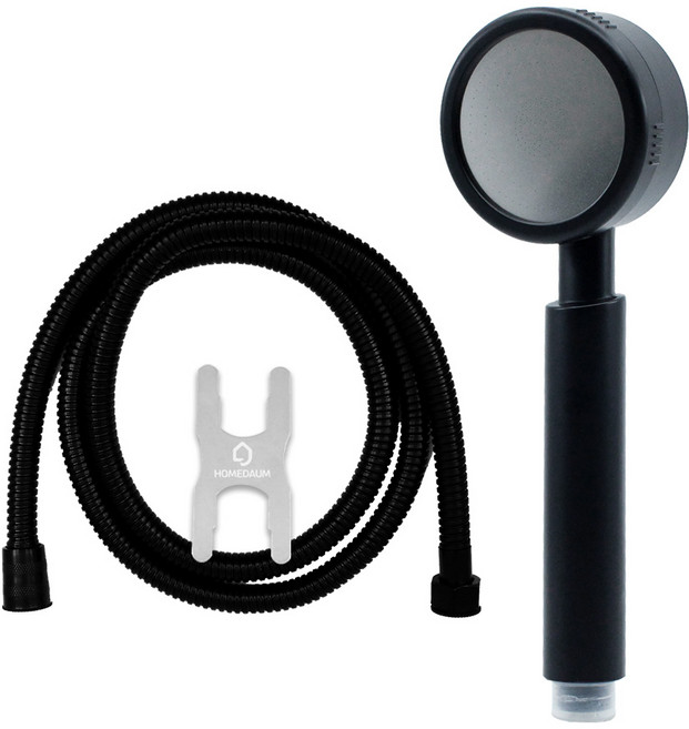 홈다움 몬스터 샤워기 헤드 + 1.5m 샤워호스 + 스패너, 1개, 블랙