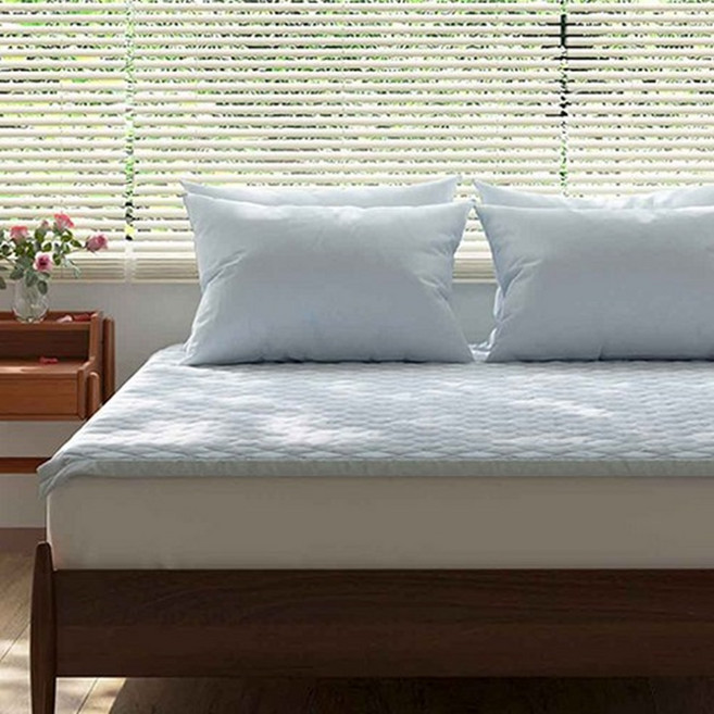 韓國 amante 無痕靜音100%莫代爾固定帶床墊, 藍色